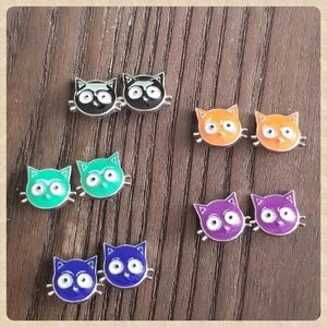 Set of 5 pairs,  Mini Cat Snap Gems